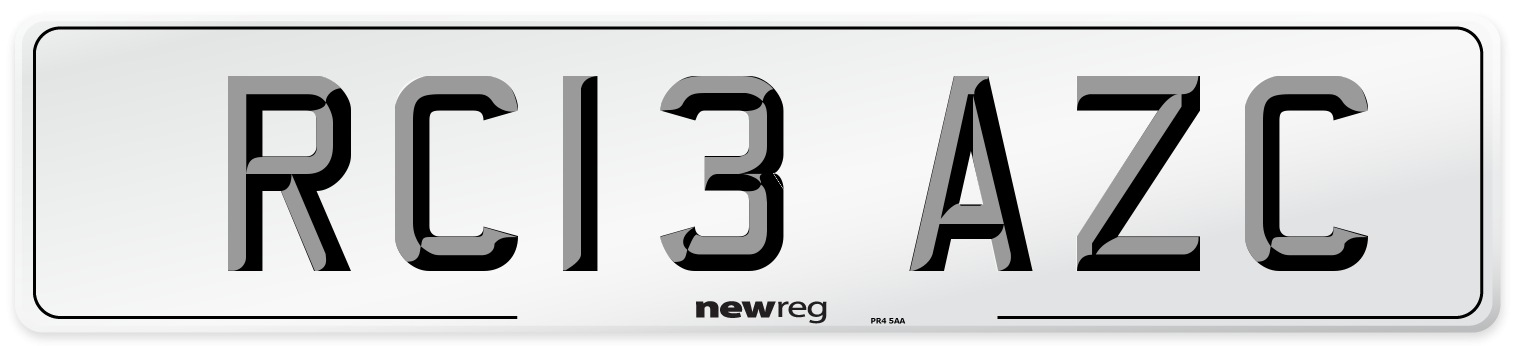 RC13 AZC Number Plate from New Reg